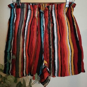 Multi-color striped linen short SMALL